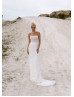 Strapless Beaded White Lace Anniversary Wedding Dress